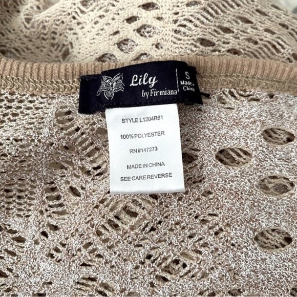 Lily by Firmiana bohemian beige crochet vest with front pockets. Women’s size S - Picture 10 of 11